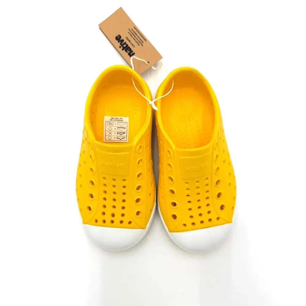 NEW! Native Jefferson Child Shoes - Crayon Yellow/Shell White - c7 (toddler 7)